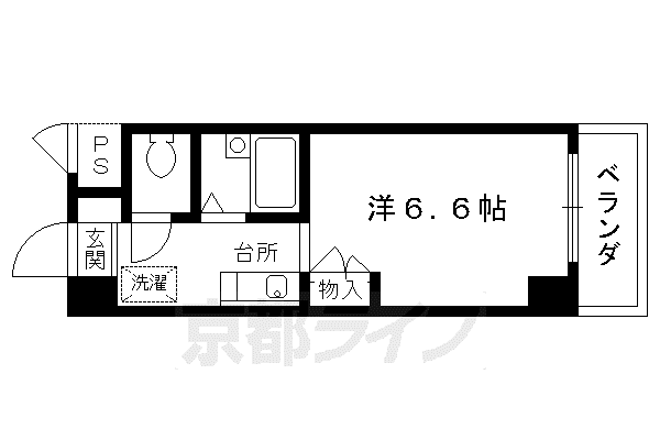 京都市烏丸線 鞍馬口駅 徒歩3分 4階建 築29年(1K/1階)の間取り写真