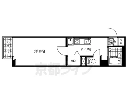 京都市烏丸線 今出川駅 徒歩10分 9階建 築29年(1K/7階)の間取り写真