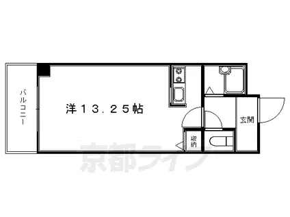 京阪電気鉄道鴨東線 出町柳駅 徒歩5分 5階建 築27年(1K/3階)の間取り写真