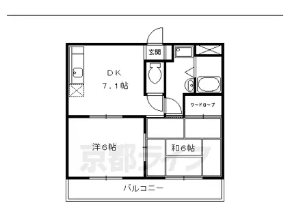 京阪電気鉄道鴨東線 出町柳駅 徒歩5分 4階建 築37年(2DK/1階)の間取り写真