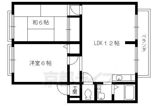 京都市烏丸線 北山駅(京都) 徒歩15分 2階建 築34年(2LDK/1階)の間取り写真