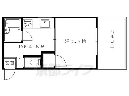 セントラル修学院(1DK/3階)の間取り写真