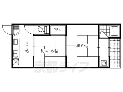 京都市烏丸線 北山駅(京都) 徒歩6分 2階建 築48年(2K/1階)の間取り写真