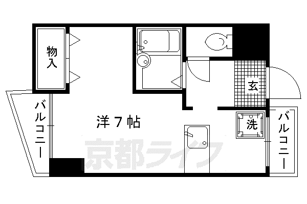 京福北野線 北野白梅町駅 徒歩14分 3階建 築28年(1K/3階)の間取り写真