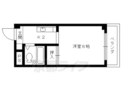 京都市烏丸線 北大路駅 徒歩9分 4階建 築42年(1K/3階)の間取り写真