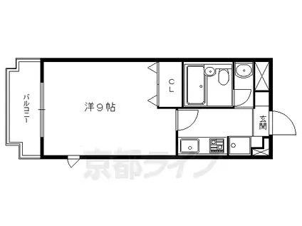 シャローム北白川(1K/2階)の間取り写真