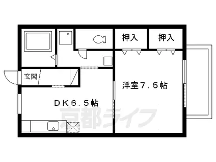 京都市烏丸線 北山駅(京都) 徒歩13分 2階建 築31年(1DK/2階)の間取り写真