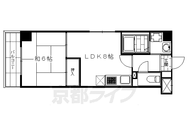 京阪電気鉄道鴨東線 神宮丸太町駅 徒歩5分 7階建 築32年(1LDK/3階)の間取り写真