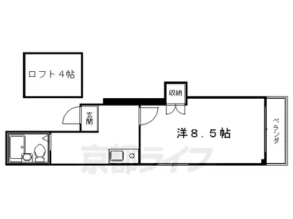 GRAND VALUE 四条烏丸(1K/4階)の間取り写真