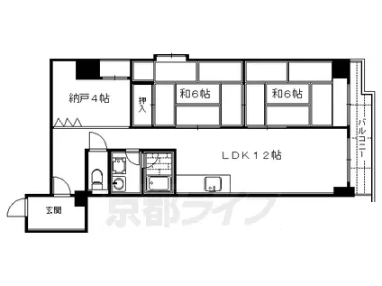 京都市烏丸線 五条駅(京都市営) 徒歩5分 10階建 築41年(2SLDK/9階)の間取り写真