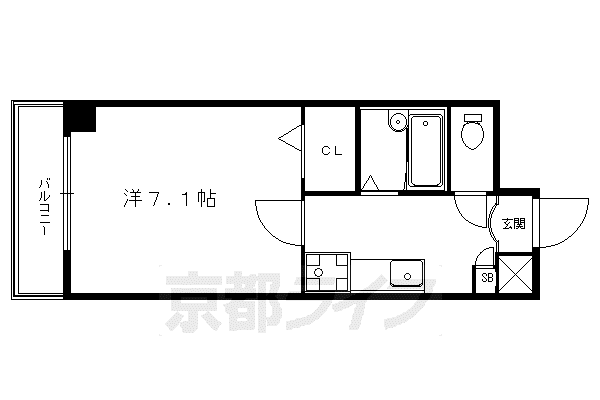 サンアルファー北山(1K/5階)の間取り写真