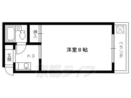 京都市烏丸線 松ケ崎駅(京都) 徒歩15分 5階建 築39年(1K/5階)の間取り写真