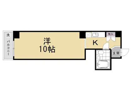 京都市烏丸線 四条駅(京都市営) 徒歩3分 5階建 築43年(1K/3階)の間取り写真