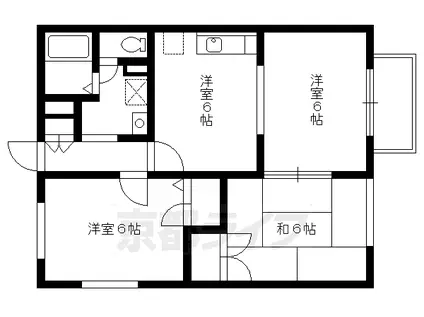 叡山電鉄 市原駅 徒歩3分 2階建 築27年(3DK/1階)の間取り写真