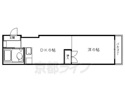 京都市烏丸線 烏丸御池駅 徒歩5分 5階建 築40年(1DK/5階)の間取り写真