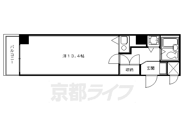 京都市烏丸線 烏丸御池駅 徒歩1分 10階建 築38年(ワンルーム/5階)の間取り写真