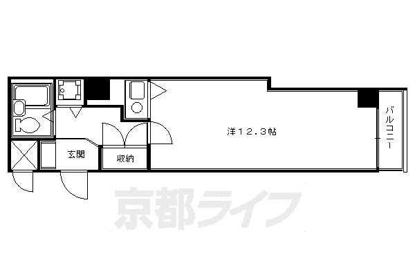 京都市烏丸線 烏丸御池駅 徒歩1分 10階建 築38年(ワンルーム/5階)の間取り写真