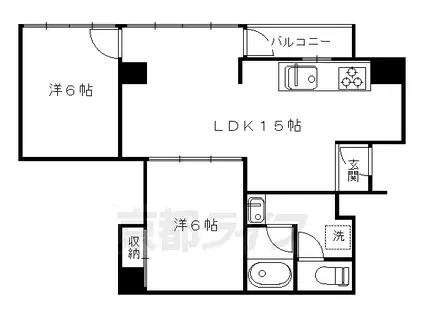 京阪電気鉄道鴨東線 出町柳駅 徒歩5分 10階建 築50年(2LDK/7階)の間取り写真