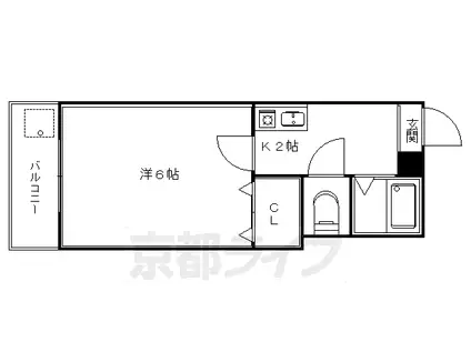 ラトゥール牧眞1(1K/3階)の間取り写真