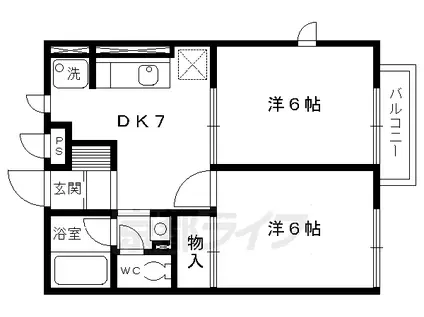 ラフォーレダイゴエステ(2DK/2階)の間取り写真