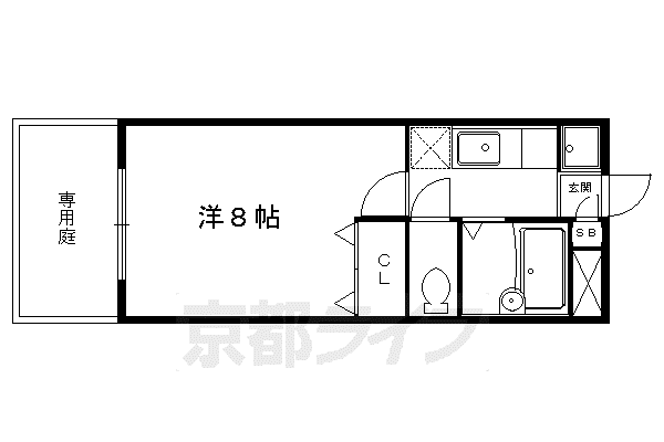 叡山電鉄 木野駅 徒歩3分 2階建 築27年(1K/1階)の間取り写真