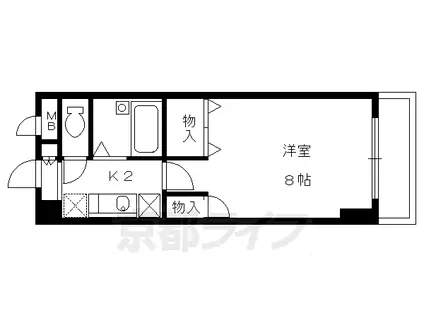 京都市烏丸線 北山駅(京都) 徒歩4分 3階建 築27年(1K/1階)の間取り写真