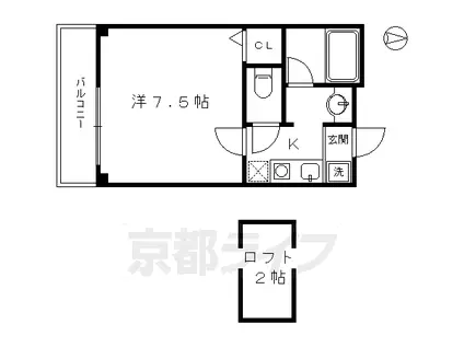京阪電気鉄道京阪線 清水五条駅 徒歩10分 3階建 築25年(1K/3階)の間取り写真