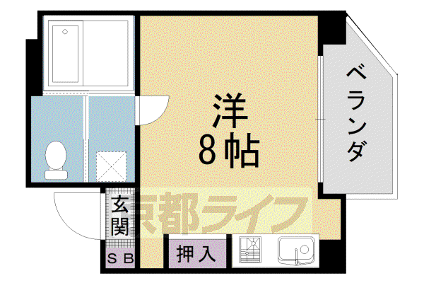 京都市烏丸線 丸太町駅(京都市営) 徒歩14分 7階建 築27年(ワンルーム/4階)の間取り写真