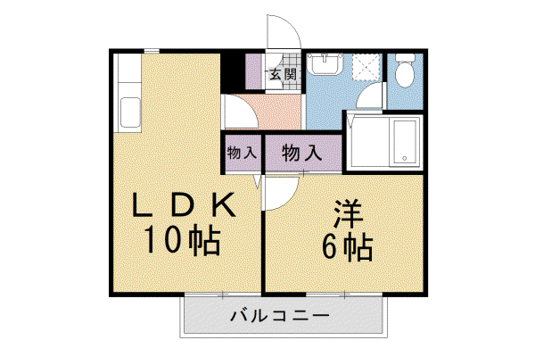 クレールかきつばた(1LDK/2階)の間取り写真