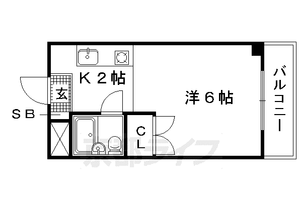 京都市烏丸線 今出川駅 徒歩10分 5階建 築37年(1K/5階)の間取り写真