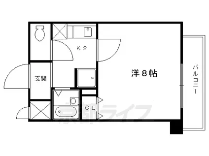京都市烏丸線 今出川駅 徒歩15分 7階建 築26年(1K/3階)の間取り写真