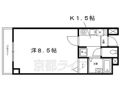 京都市烏丸線 今出川駅 徒歩15分 7階建 築26年(1K/6階)の間取り写真