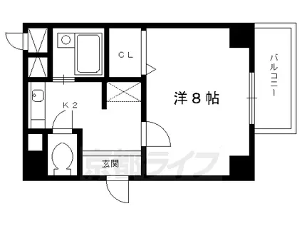 京都市烏丸線 今出川駅 徒歩15分 7階建 築26年(1K/1階)の間取り写真