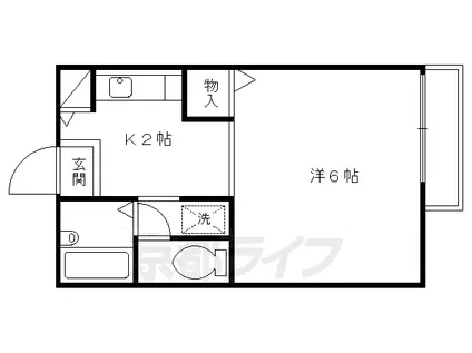 京都市烏丸線 北大路駅 徒歩19分 2階建 築30年(1K/2階)の間取り写真