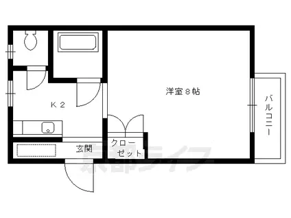 京都市烏丸線 今出川駅 徒歩7分 4階建 築37年(1K/2階)の間取り写真
