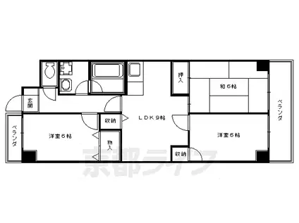 京都市烏丸線 四条駅(京都市営) 徒歩1分 10階建 築36年(3LDK/6階)の間取り写真