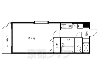 叡山電鉄 元田中駅 徒歩14分 5階建 築26年(1K/3階)の間取り写真