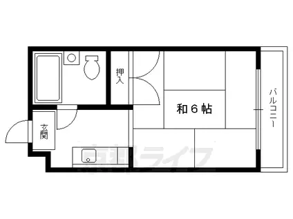叡山電鉄 茶山・京都芸術大学駅 徒歩5分 5階建 築41年(1K/2階)の間取り写真