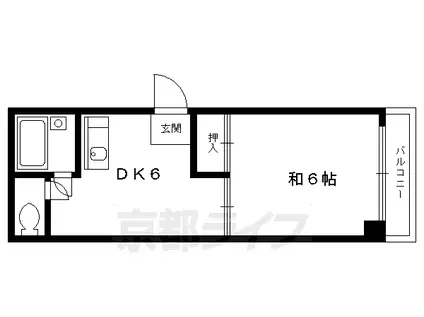 京阪電気鉄道鴨東線 神宮丸太町駅 徒歩9分 5階建 築37年(1DK/5階)の間取り写真