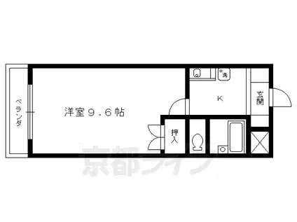 京都市烏丸線 丸太町駅(京都市営) 徒歩10分 4階建 築29年(1K/3階)の間取り写真