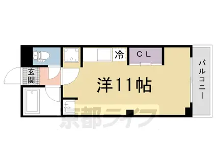 京福北野線 北野白梅町駅 徒歩17分 3階建 築35年(ワンルーム/2階)の間取り写真