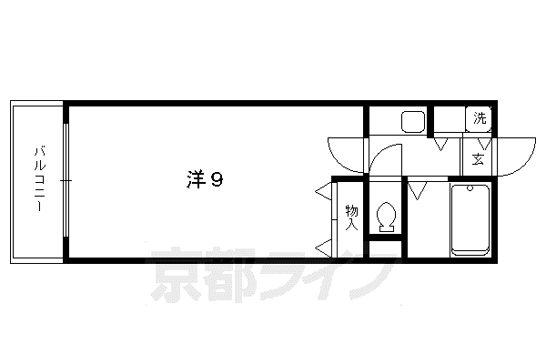 京都市烏丸線 北大路駅 徒歩19分 4階建 築35年(1K/4階)の間取り写真