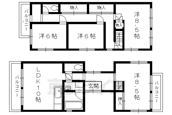 ハイツ五番館(4LDK/5階)の間取り写真