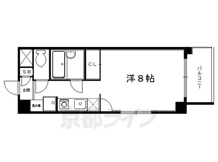 京都市烏丸線 北山駅(京都) 徒歩1分 7階建 築26年(1K/7階)の間取り写真