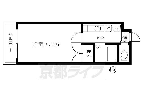 京都市烏丸線 鞍馬口駅 徒歩17分 3階建 築31年(1K/2階)の間取り写真