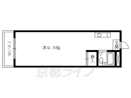 叡山電鉄 宝ケ池駅 徒歩2分 3階建 築39年(1K/2階)の間取り写真