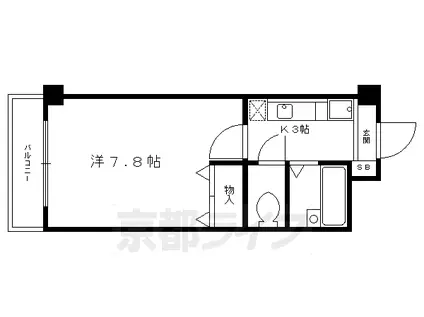 叡山電鉄 茶山・京都芸術大学駅 徒歩4分 3階建 築29年(1K/3階)の間取り写真
