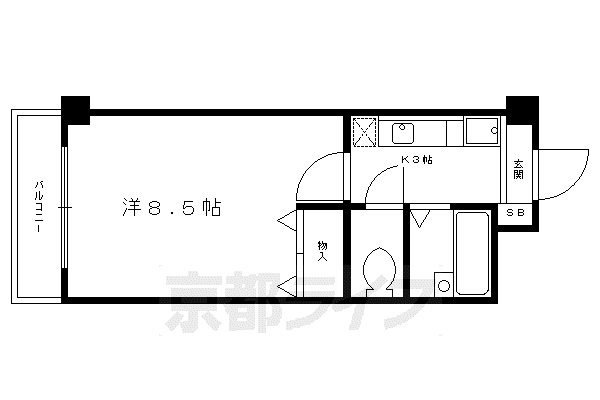 Aフラット高野(1K/2階)の間取り写真