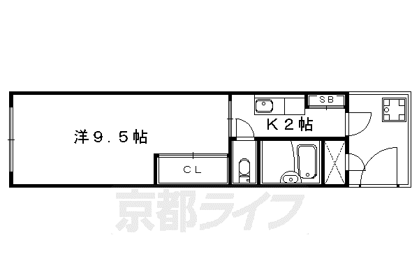 叡山電鉄 元田中駅 徒歩21分 3階建 築42年(1K/2階)の間取り写真