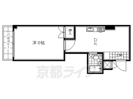 京阪電気鉄道京阪線 清水五条駅 徒歩4分 3階建 築42年(1DK/2階)の間取り写真